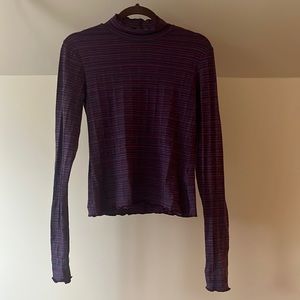 Free People Intimately Fitted Purple Multi-Color Mock Neck Longsleeve